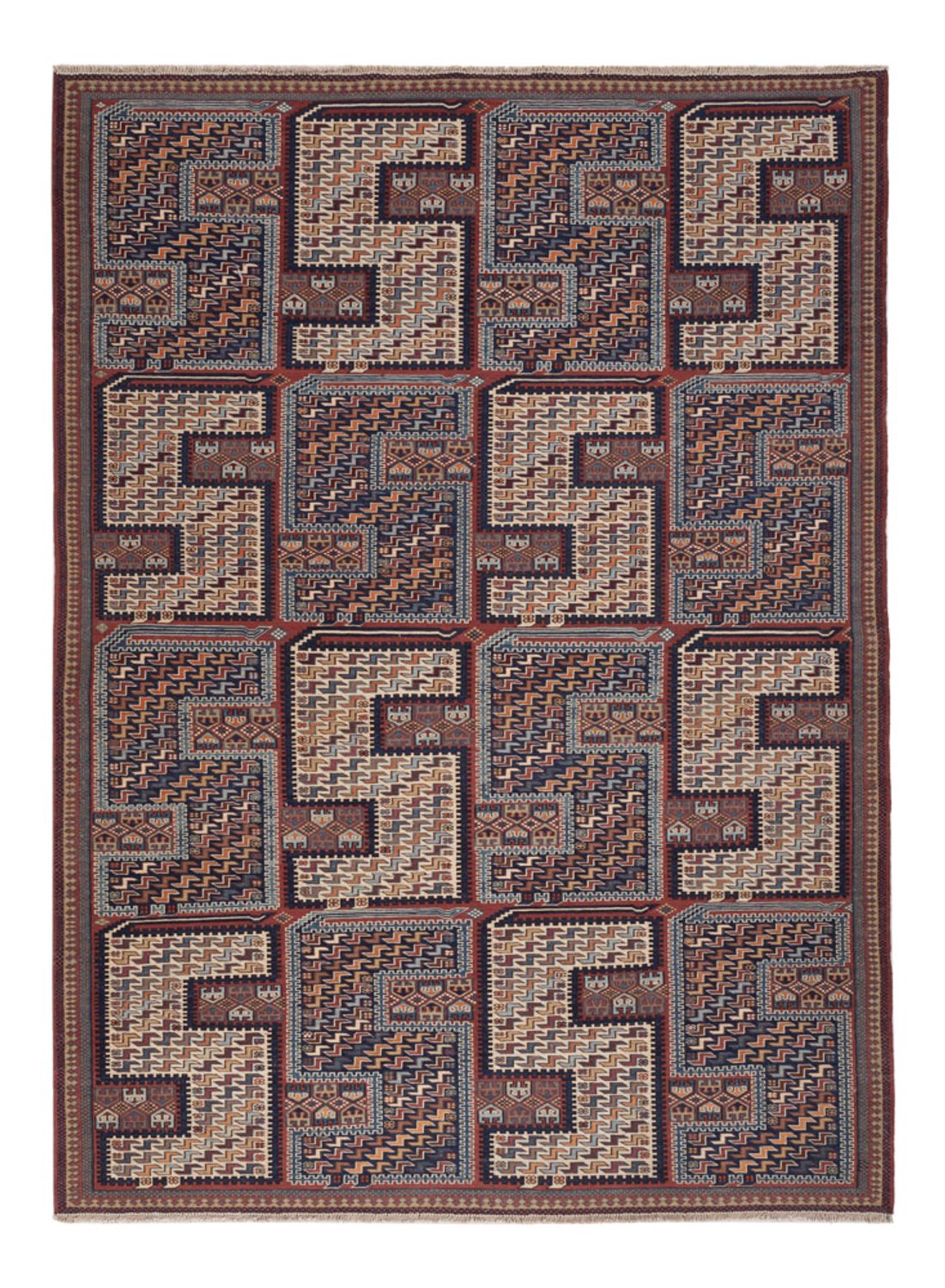 Kelim Carpet - orientalisk matta - Soumak - 214 x 155 cm - mörk beige