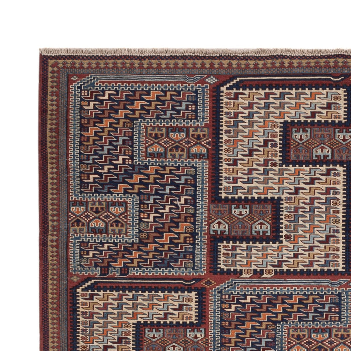Kelim Carpet - orientalisk matta - Soumak - 214 x 155 cm - mörk beige