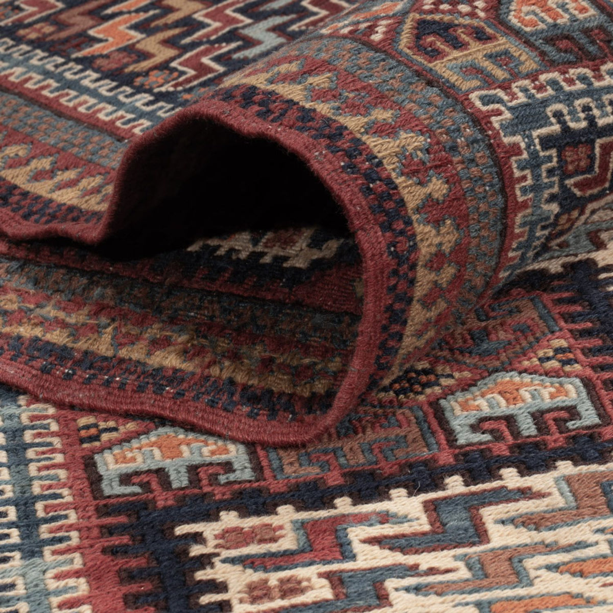 Kelim Carpet - orientalisk matta - Soumak - 214 x 155 cm - mörk beige