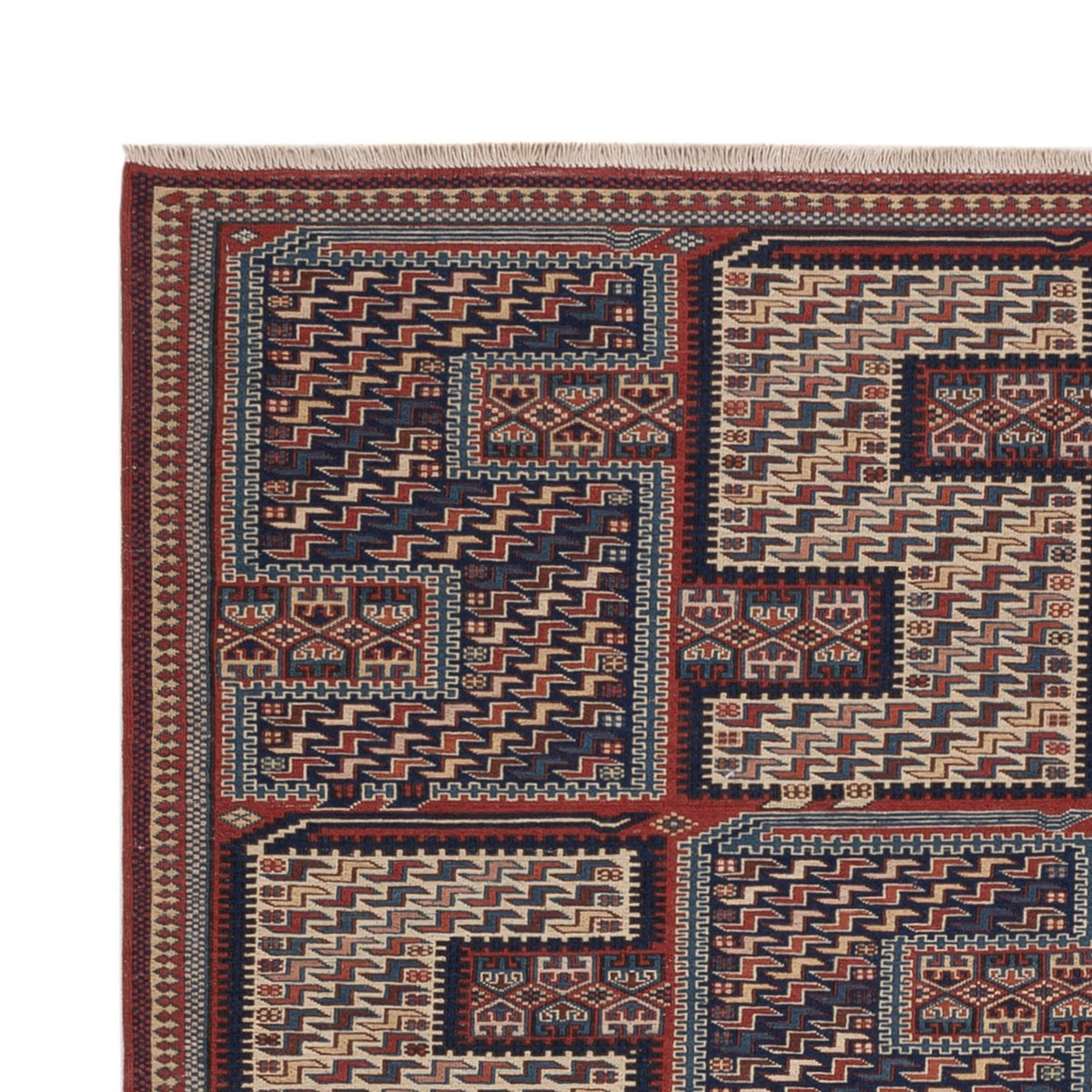 Kelim Carpet - orientalisk matta - Soumak - 208 x 165 cm - mörk beige