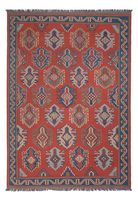 Kelim Carpet - orientalisk matta - Kungliga - 253 x 177 cm - röd