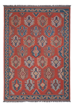 Kelim Carpet - orientalisk matta - Kungliga - 253 x 177 cm - röd