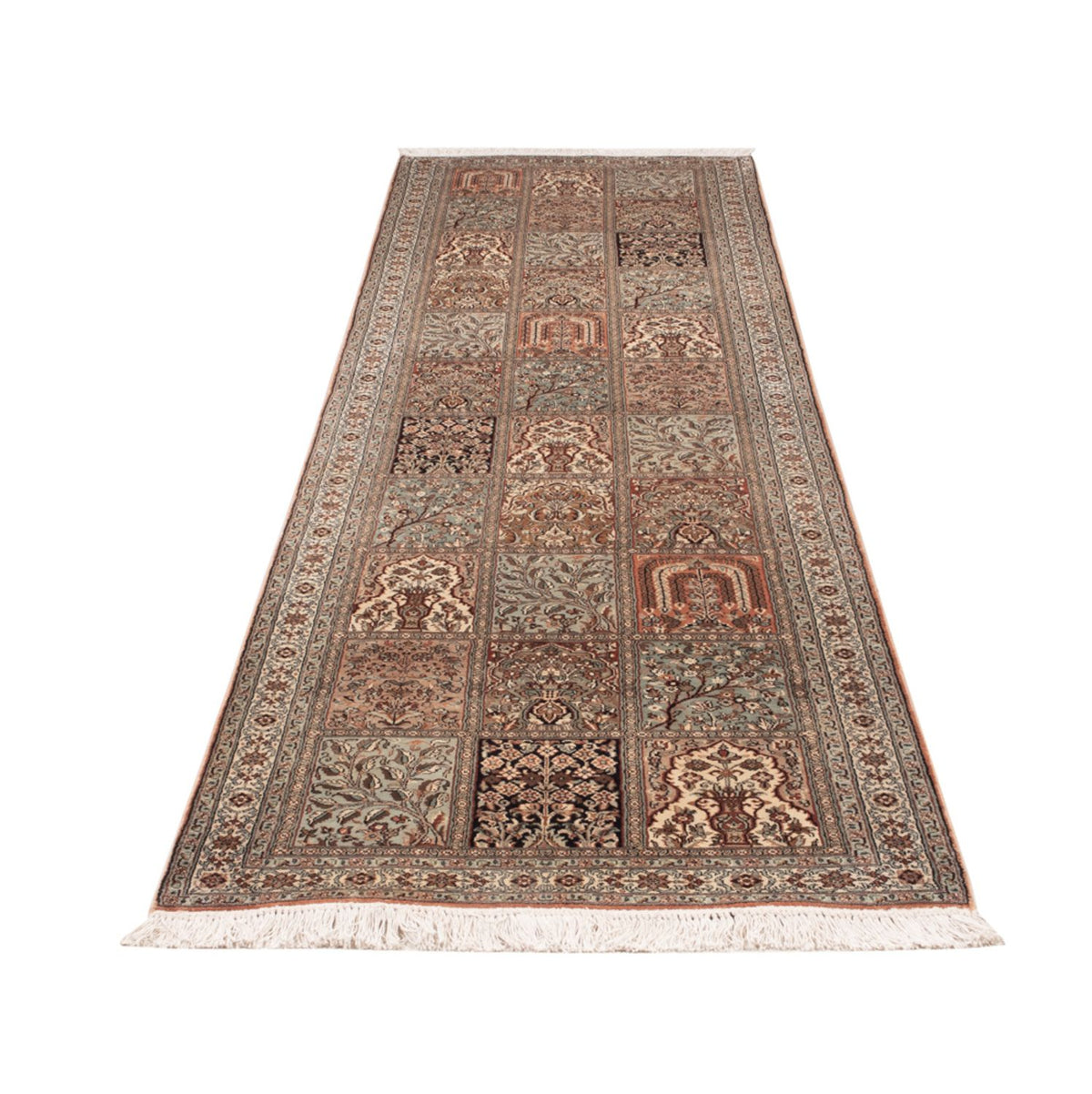 Runner Sidenmatta - Kashmir Silk - 301 x 77 cm - mörk beige