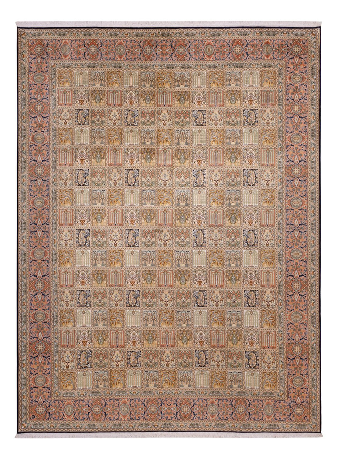 Sidenmatta - Kashmir Silk - 330 x 246 cm - mörk beige