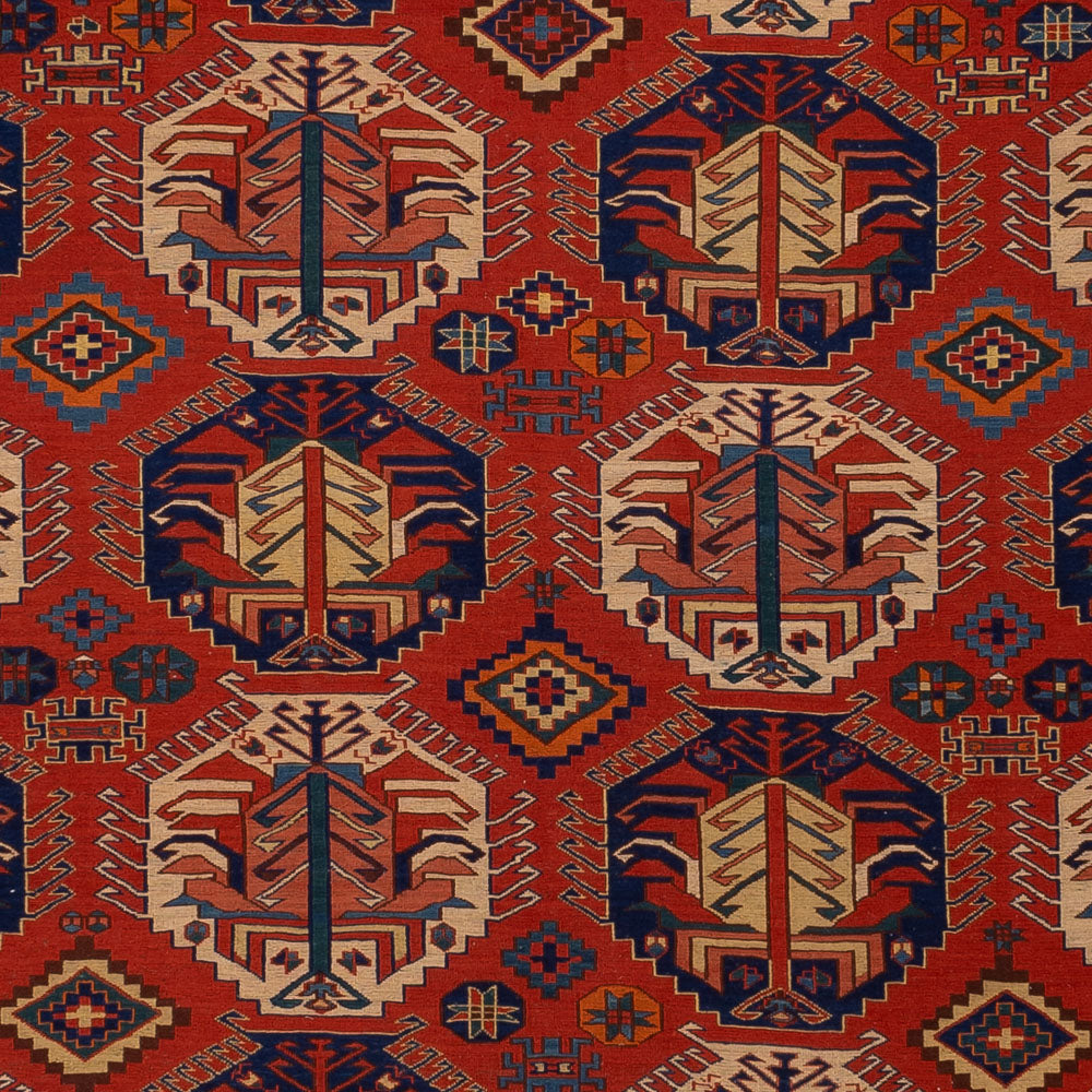 Kelim Teppich - Oriental - Soumak - 348 x 272 cm - dunkelrot