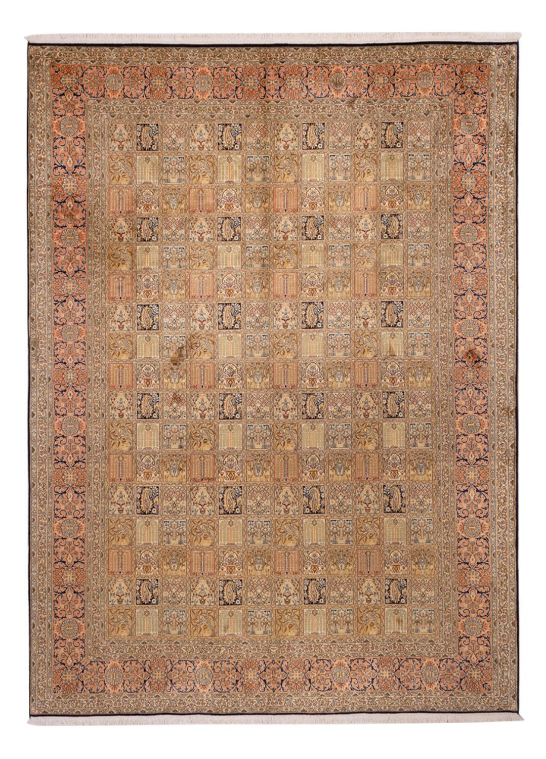 Sidenmatta - Kashmir Silk - 339 x 246 cm - mörk beige