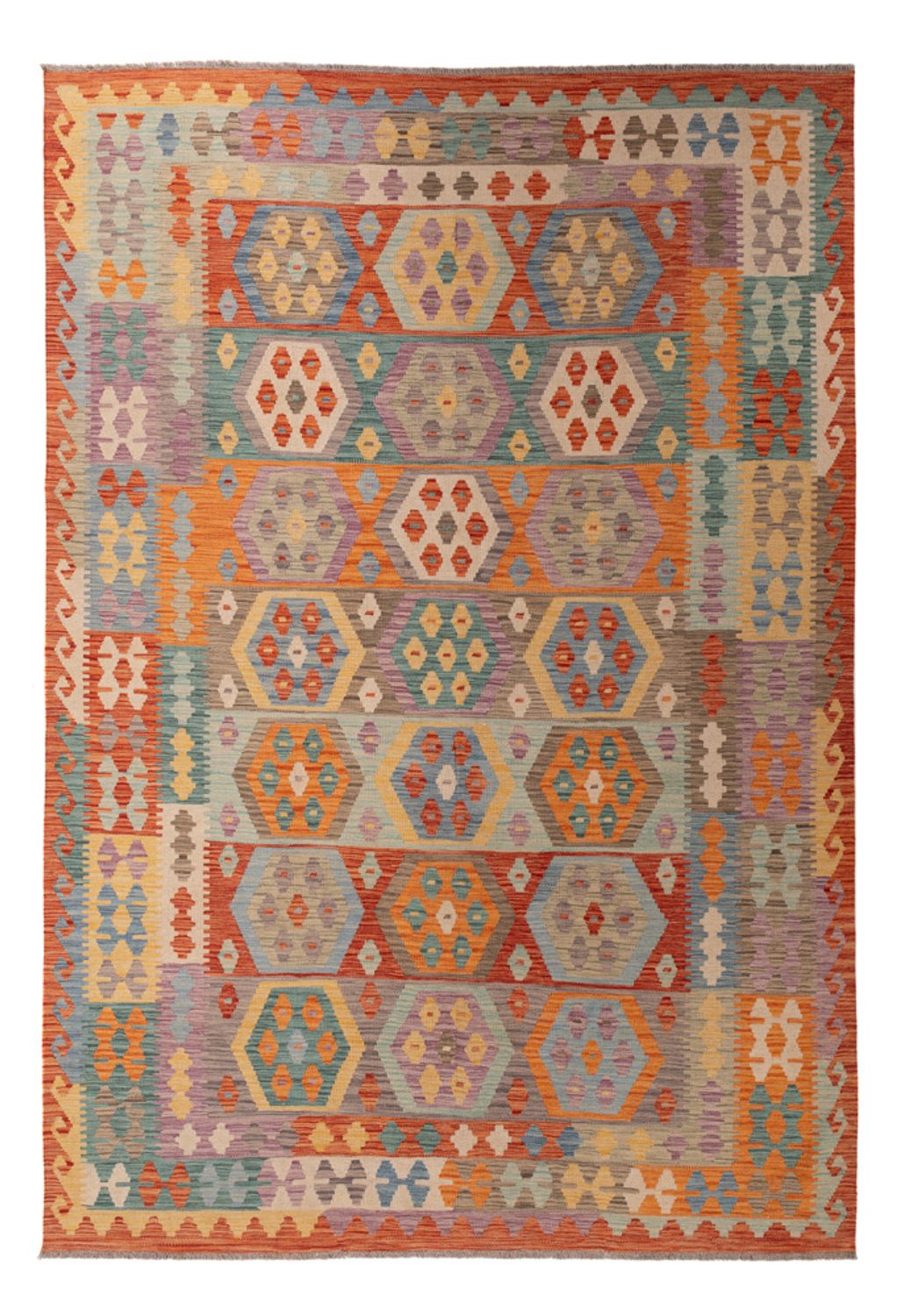 Kelim Carpet - Splash - 294 x 203 cm - flerfärgad