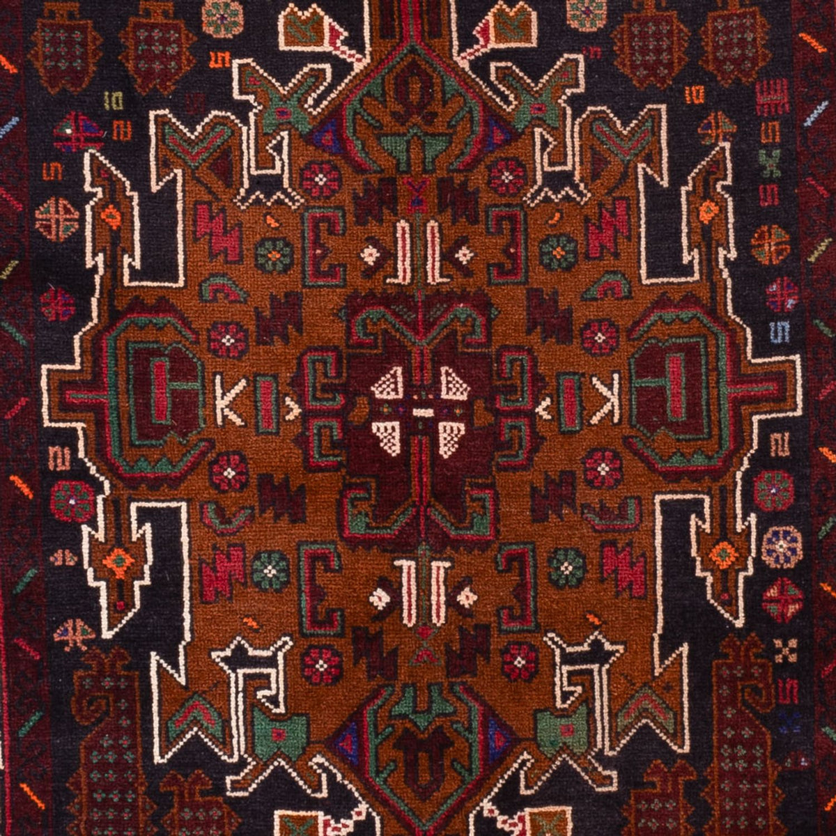 Runner Baluch-matta - 222 x 103 cm - mörkröd