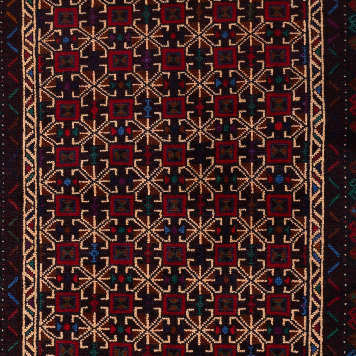 Runner Baluch-matta - 200 x 114 cm - mörkröd