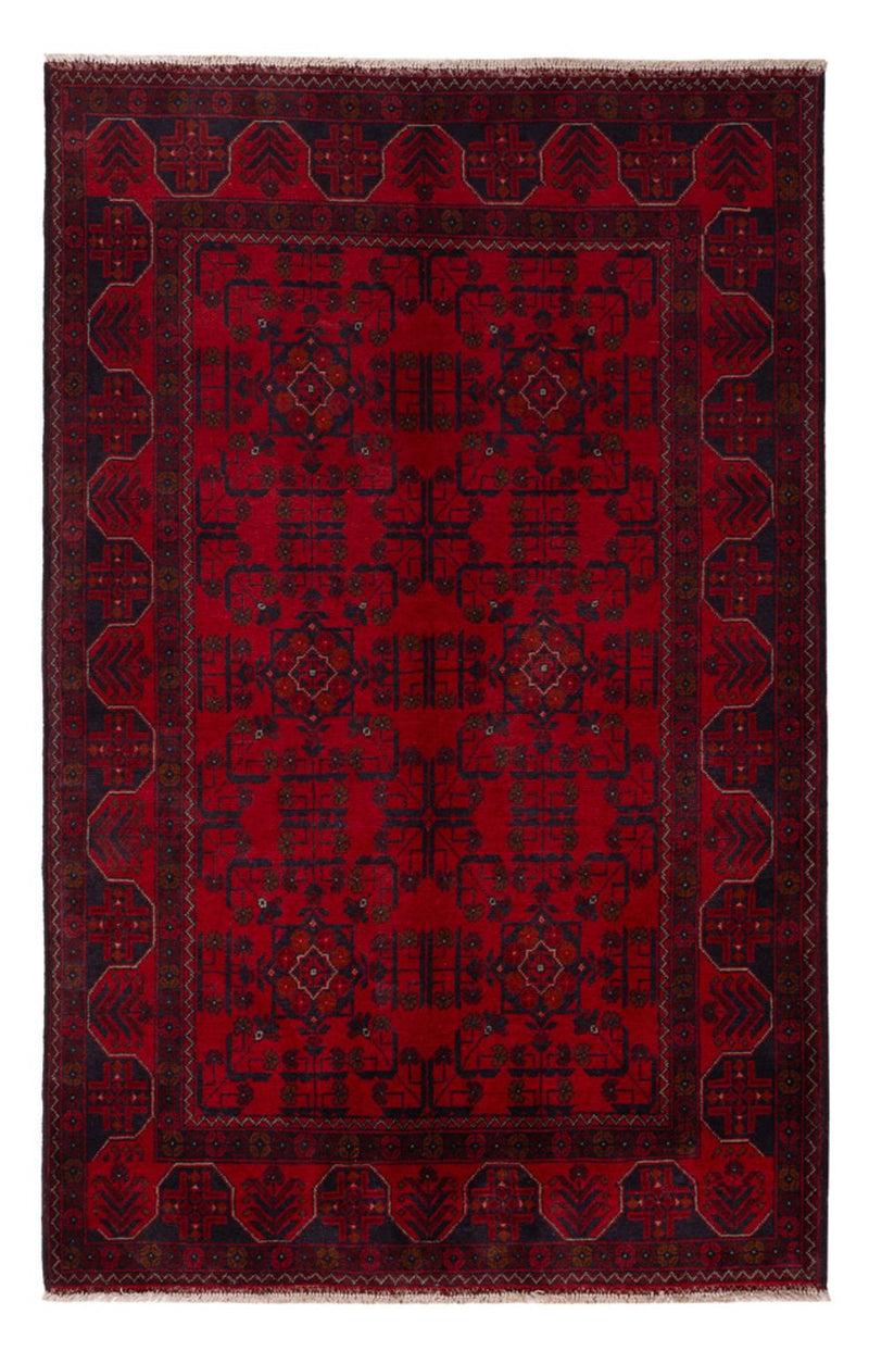 Afghansk matta - Kunduz - 201 x 126 cm - mörkröd