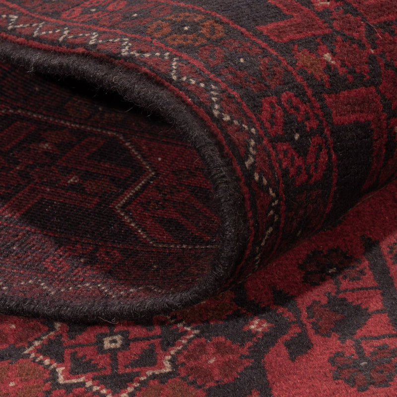 Afghansk matta - Kunduz - 201 x 126 cm - mörkröd