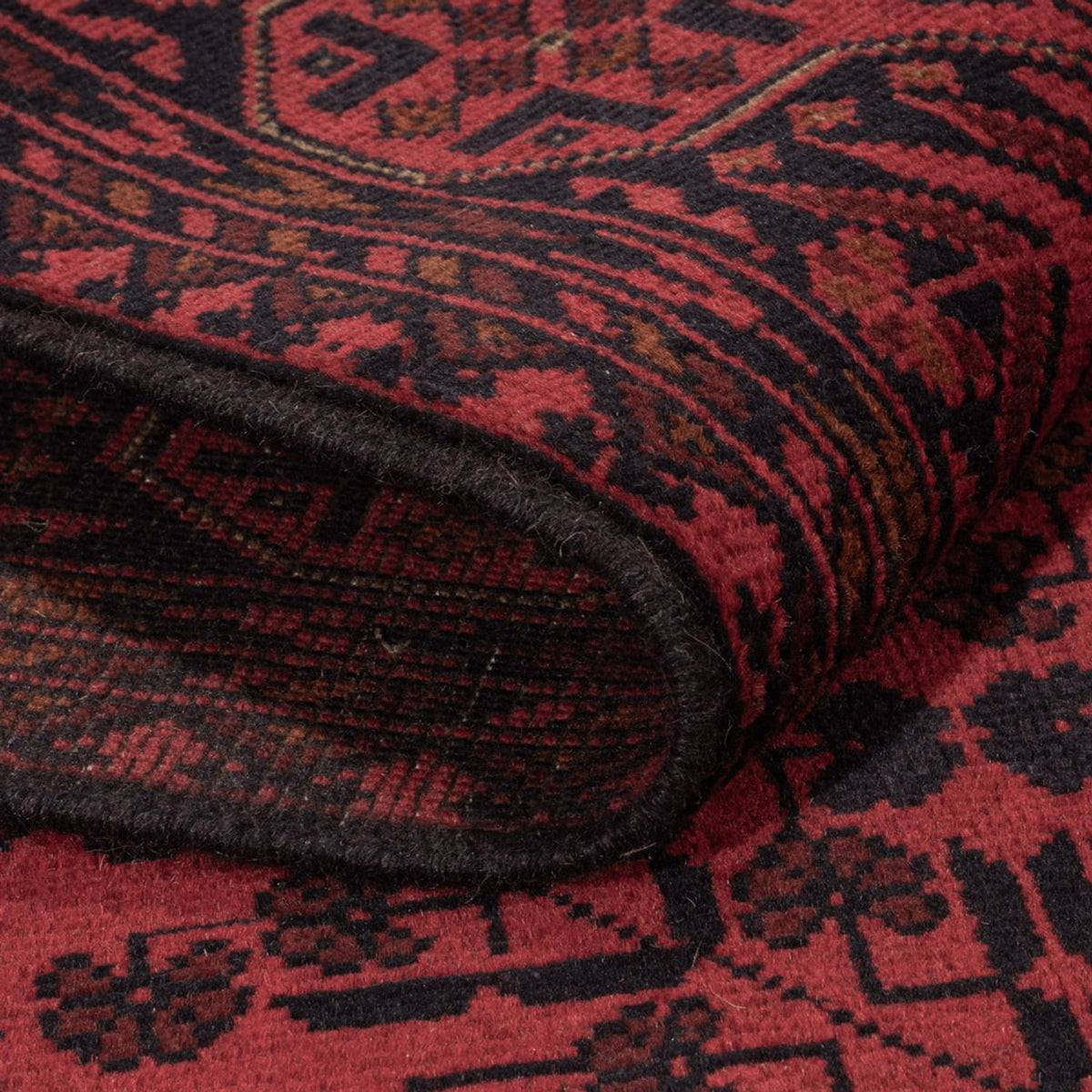 Afghansk matta - Kunduz - 200 x 127 cm - mörkröd