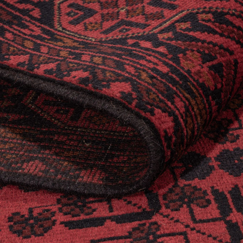 Afghansk matta - Kunduz - 200 x 127 cm - mörkröd