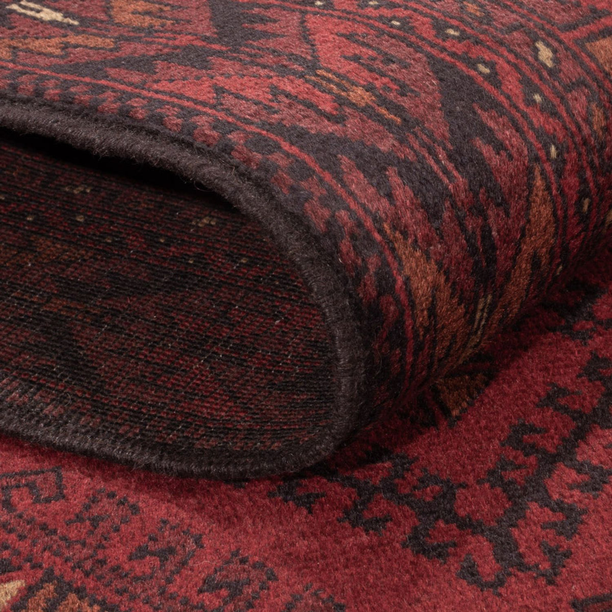 Afghansk matta - Kunduz - 195 x 125 cm - mörkröd