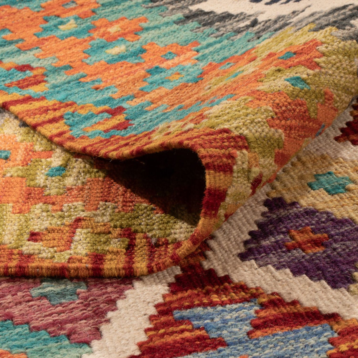 Kelim Carpet - Splash - 307 x 205 cm - flerfärgad