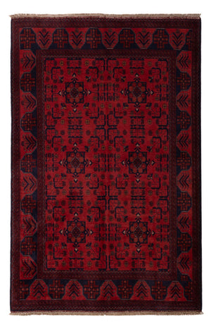 Afghansk matta - Kunduz - 193 x 127 cm - mörkröd