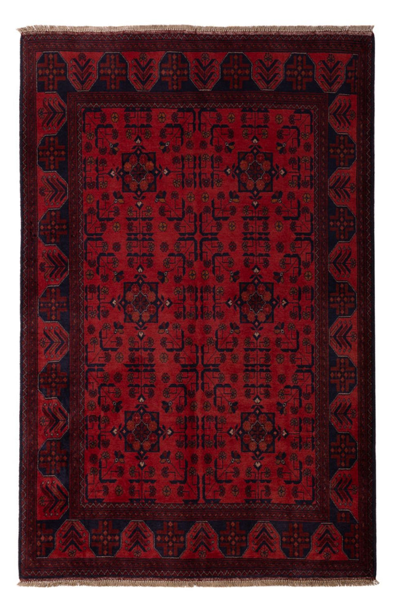 Afghansk matta - Kunduz - 193 x 127 cm - mörkröd