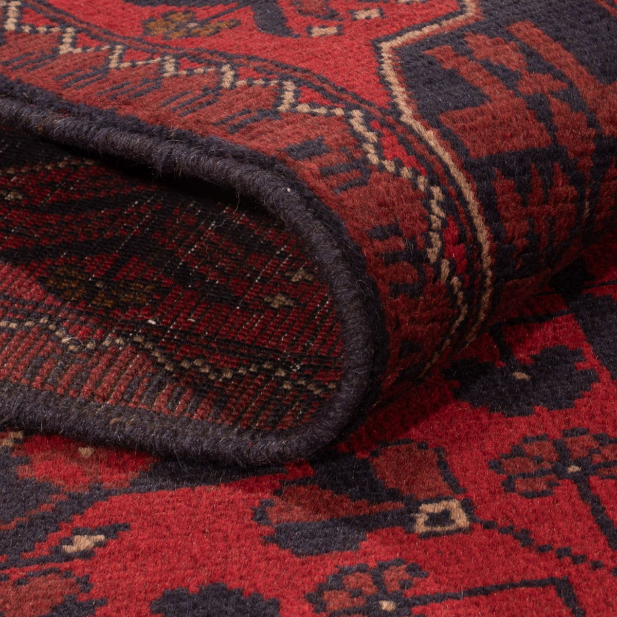 Afghansk matta - Kunduz - 196 x 121 cm - mörkröd