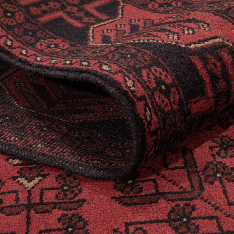 Afghansk matta - Kunduz - 195 x 125 cm - mörkröd