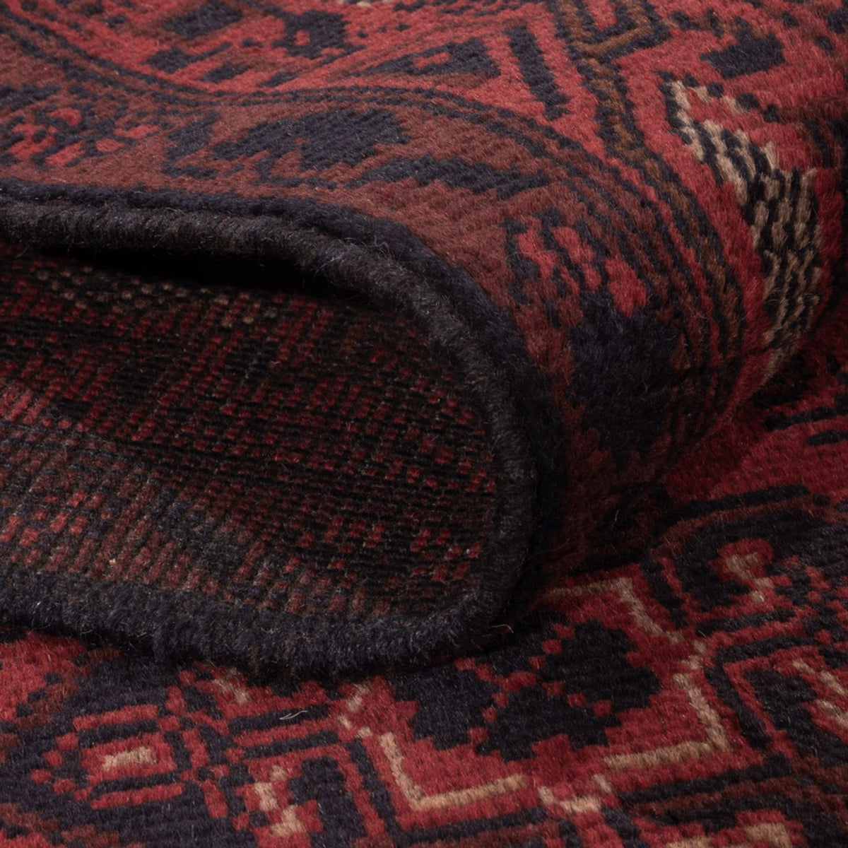 Afghansk matta - Kunduz - 190 x 128 cm - mörkröd