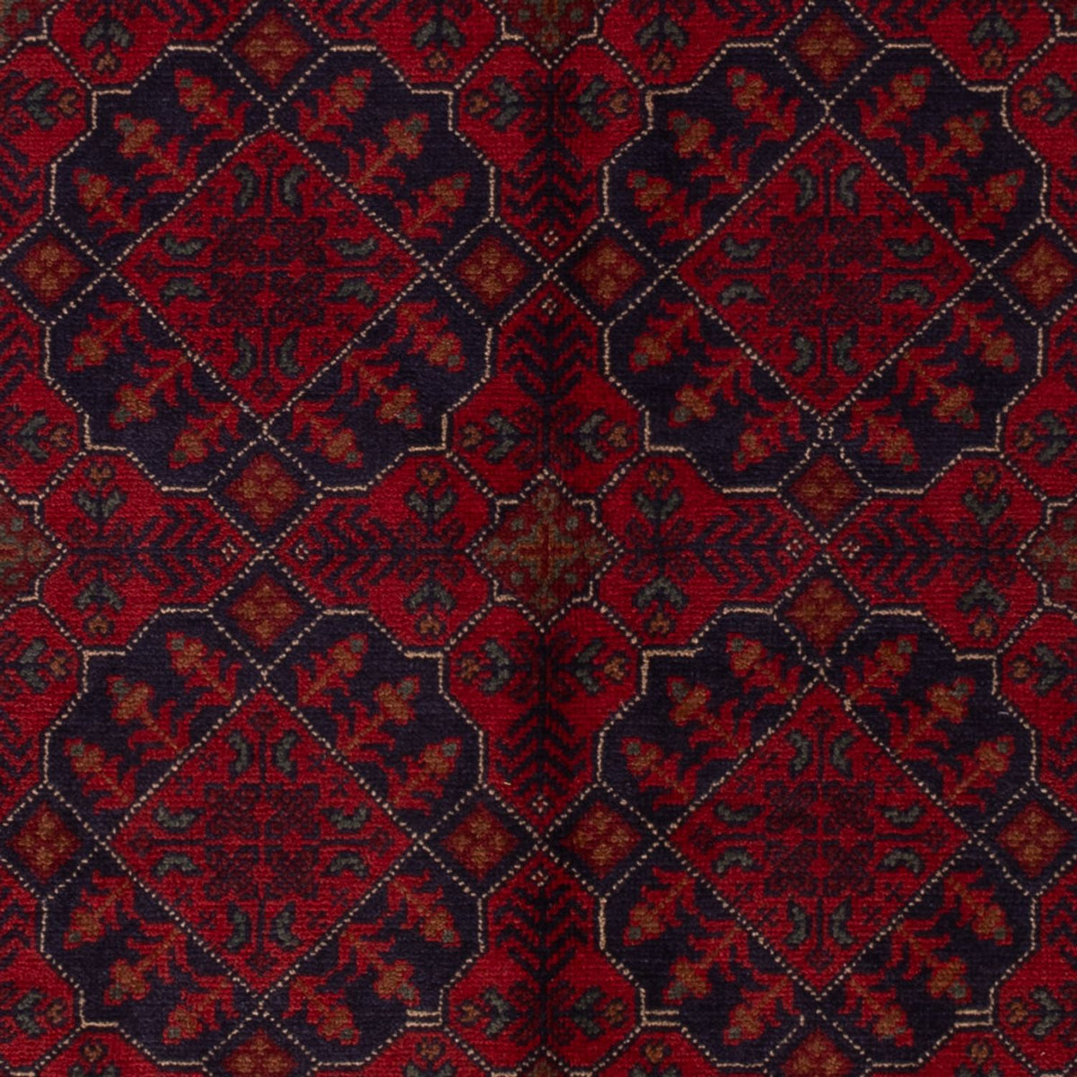 Afghansk matta - Kunduz - 196 x 123 cm - mörkröd