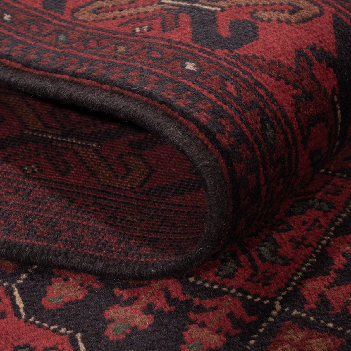 Afghansk matta - Kunduz - 196 x 123 cm - mörkröd