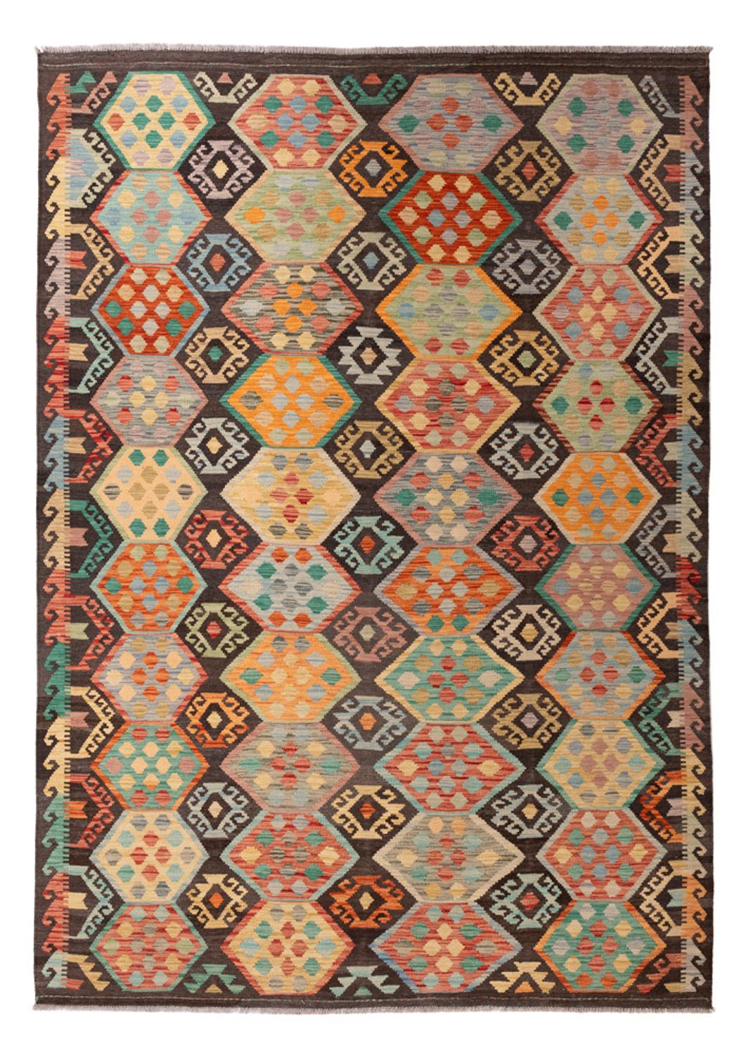 Kelim Carpet - Splash - 297 x 204 cm - flerfärgad