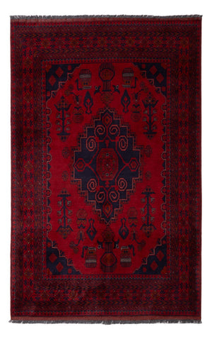 Afghansk matta - Kunduz - 190 x 121 cm - mörkröd