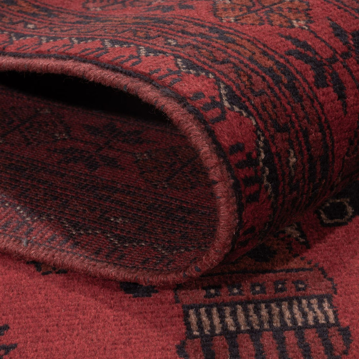 Afghansk matta - Kunduz - 190 x 121 cm - mörkröd