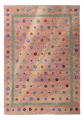 Kelim Carpet - Splash - 298 x 215 cm - rosa