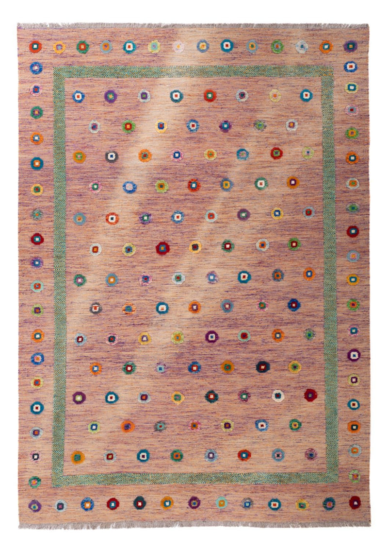 Kelim Carpet - Splash - 298 x 215 cm - rosa
