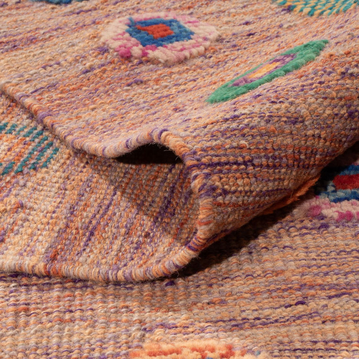 Kelim Carpet - Splash - 298 x 215 cm - rosa