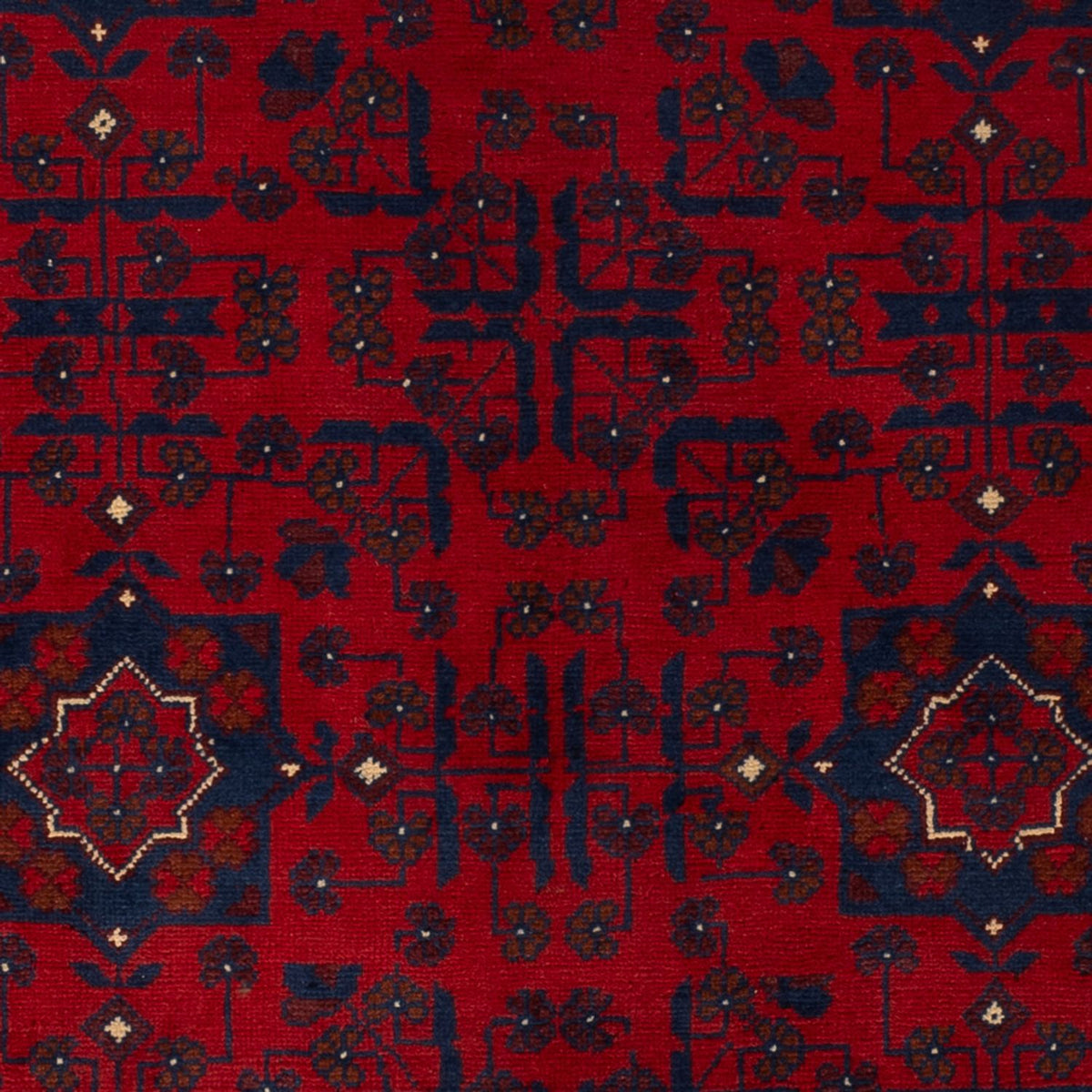 Afghansk matta - Kunduz - 194 x 126 cm - mörkröd