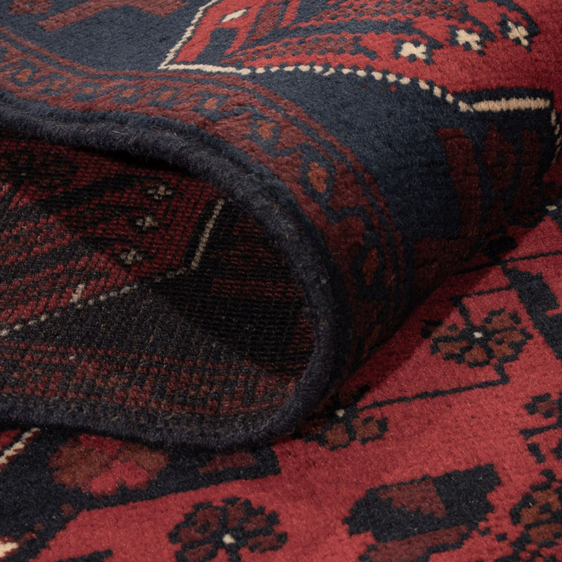 Afghansk matta - Kunduz - 194 x 126 cm - mörkröd