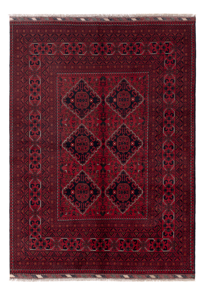 Afghansk matta - Kunduz - Kungliga - 203 x 150 cm - röd