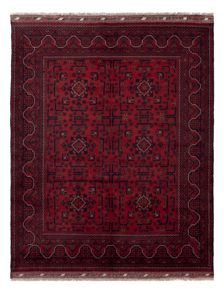 Afghansk matta - Kunduz - Kungliga - 195 x 153 cm - röd