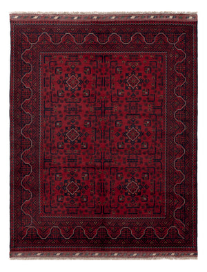 Afghansk matta - Kunduz - Kungliga - 195 x 153 cm - röd