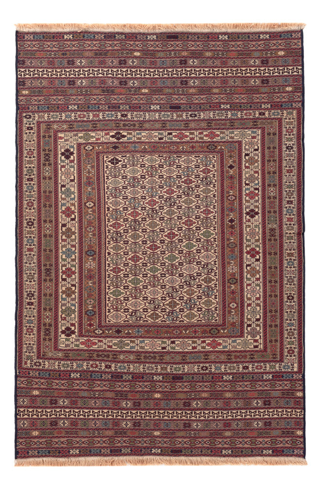 Kelim Carpet - orientalisk matta - 200 x 135 cm - flerfärgad