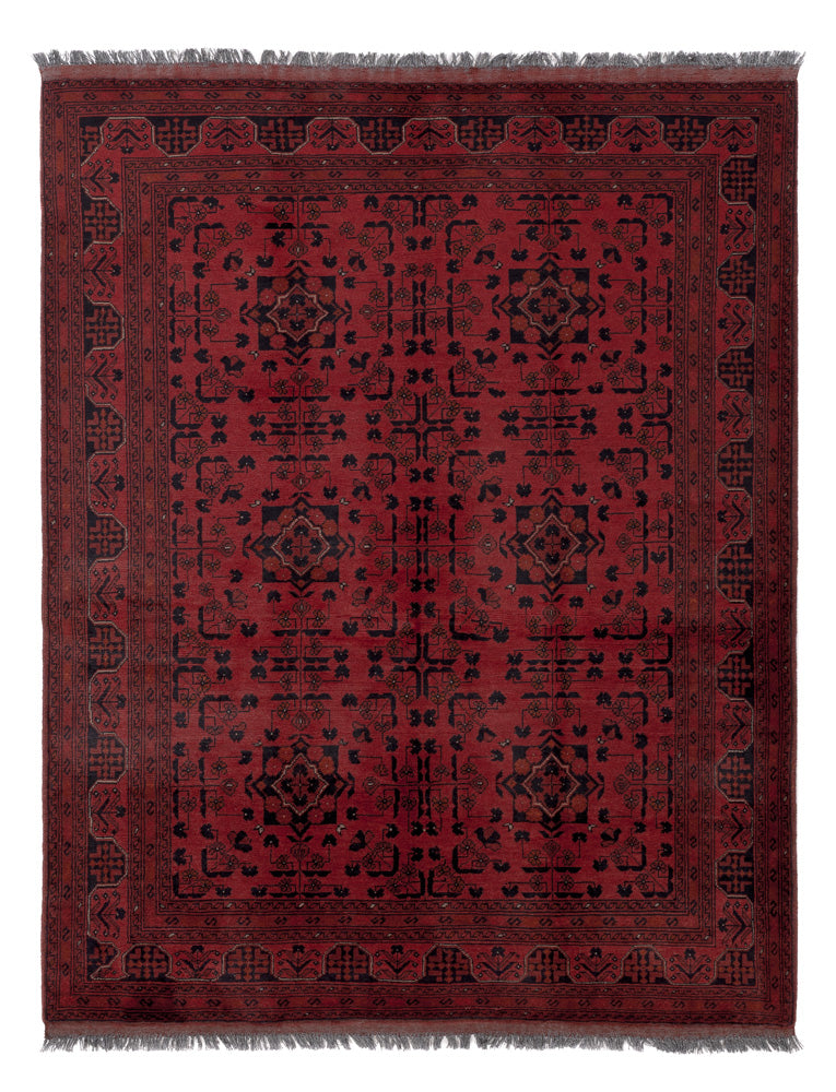 Afghansk matta - Kunduz - 198 x 153 cm - röd