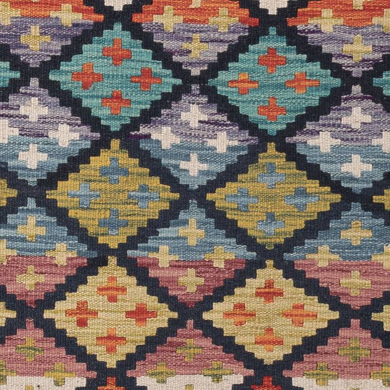 Läufer Kelim - Splash - 196 x 84 cm - mehrfarbig