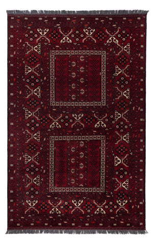 Afghan Teppich - 242 x 153 cm - dunkelrot