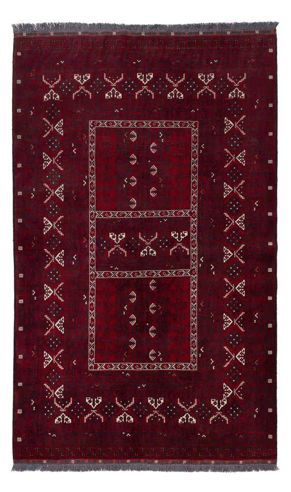 Afghan Teppich - 248 x 153 cm - dunkelrot