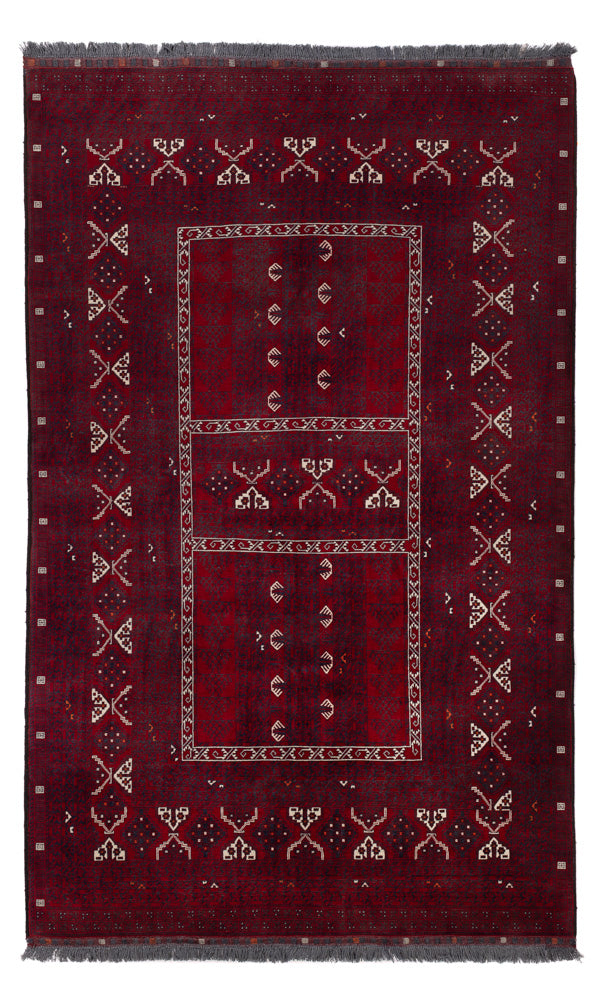 Afghan Teppich - 255 x 155 cm - dunkelrot