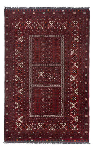 Afghan Teppich - 241 x 156 cm - dunkelrot