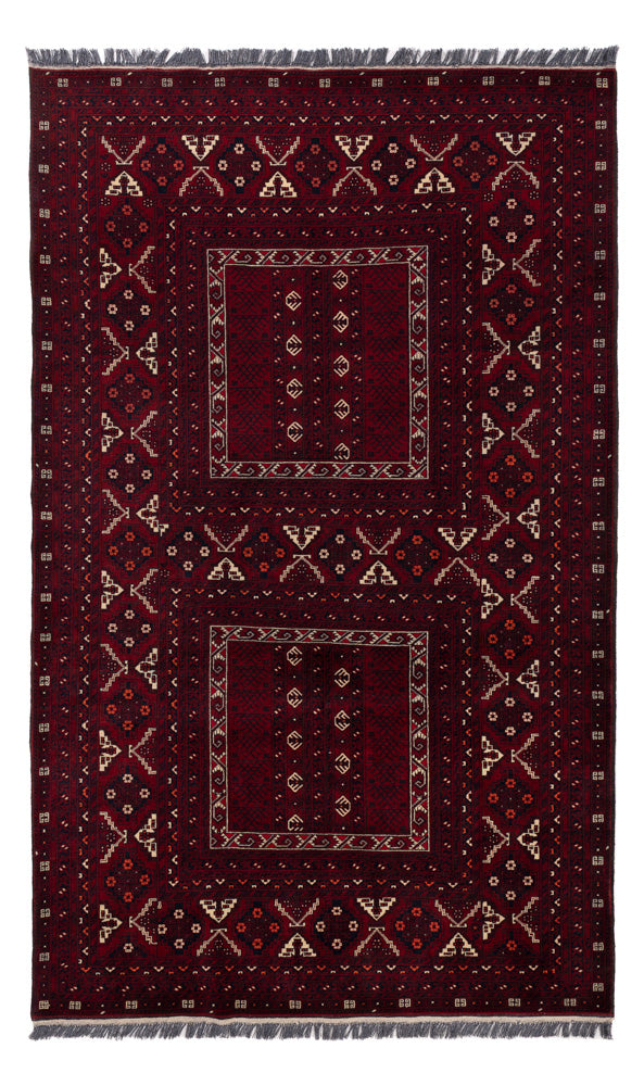 Afghan Teppich - 248 x 154 cm - dunkelrot