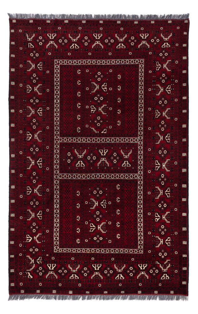 Afghan Teppich - 247 x 157 cm - dunkelrot