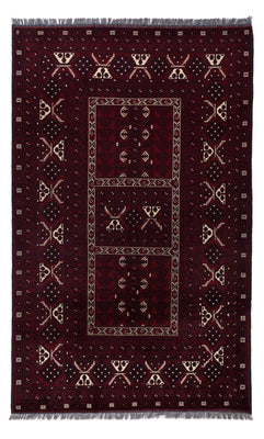 Afghan Teppich - 249 x 150 cm - dunkelrot