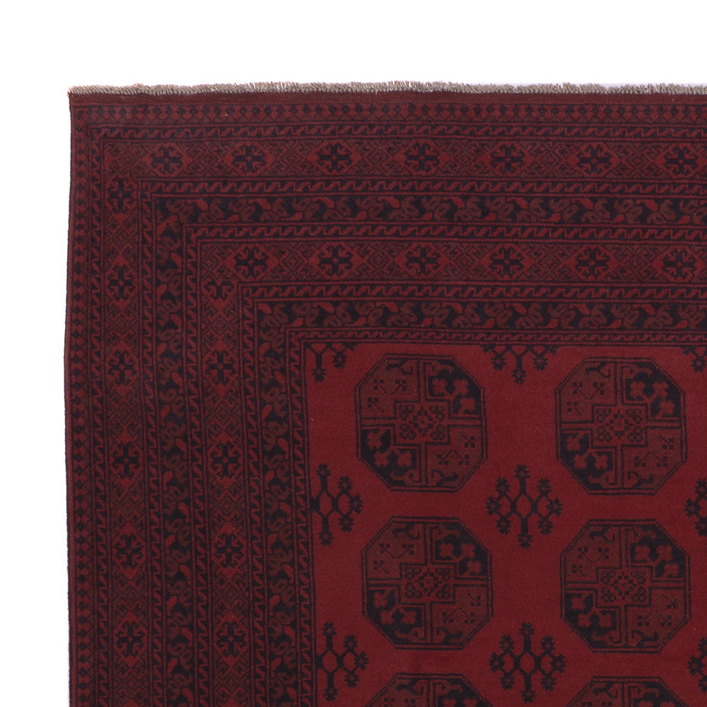 Afghansk matta - Filpa - 346 x 255 cm - mörkröd