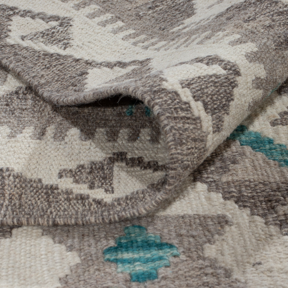 Kelim Teppich - Splash - 300 x 253 cm - hellgrün