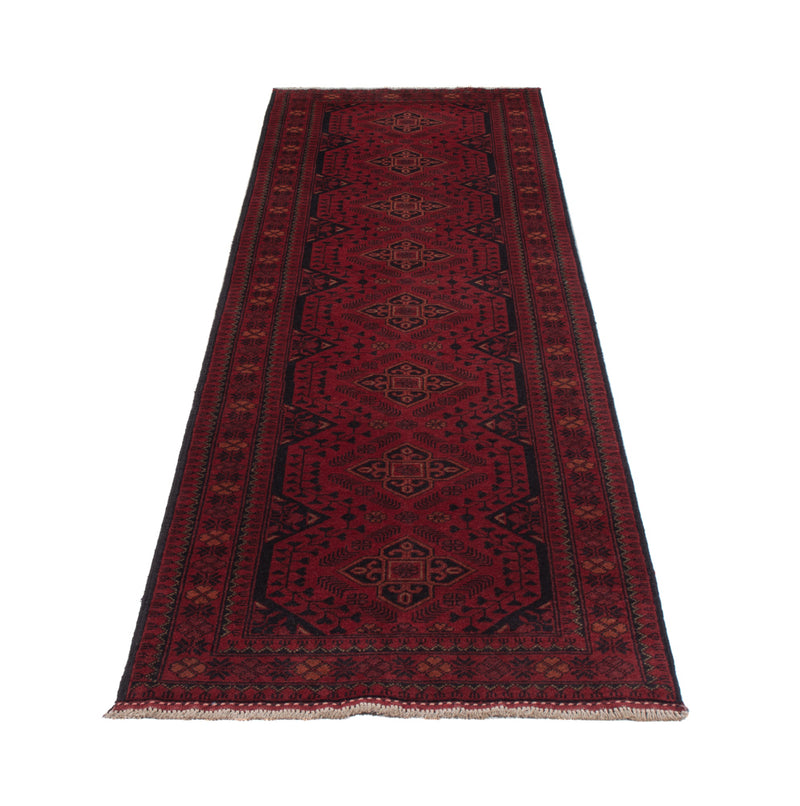 Läufer Afghan - Kunduz - 296 x 79 cm - dunkelrot